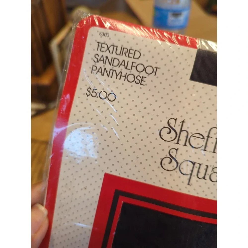 New Vintage Sheffield Square Textured Sandal Foot Pantyhose Med / Tall Navy Blue